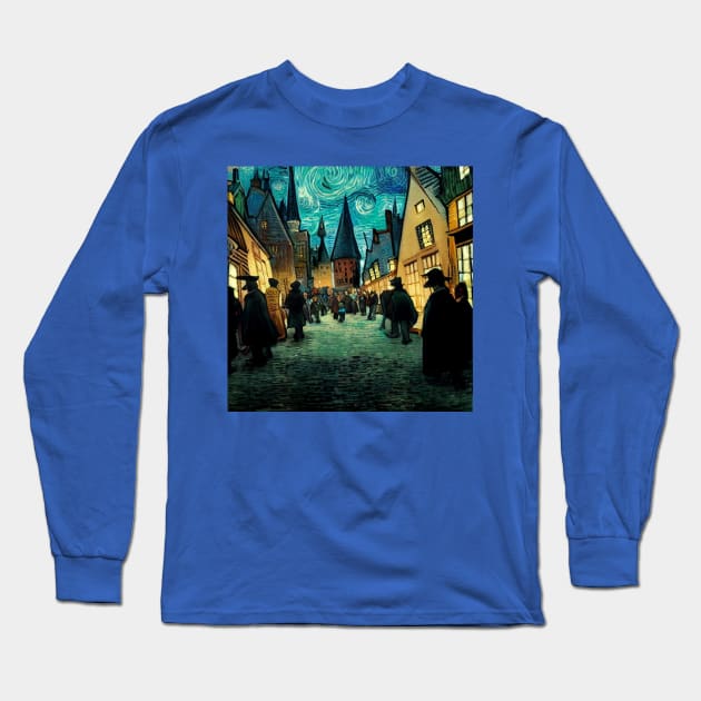 Starry Night in Diagon Alley Long Sleeve T-Shirt by Grassroots Green